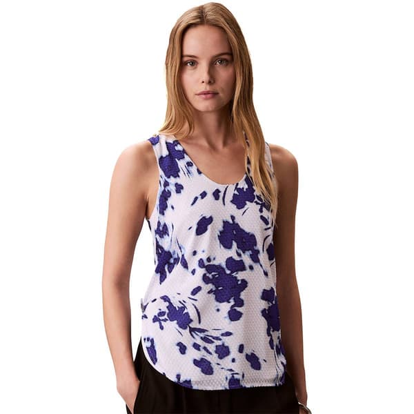 Womens Calvin Klein Sleeveless V Neck Floral Print Blouse