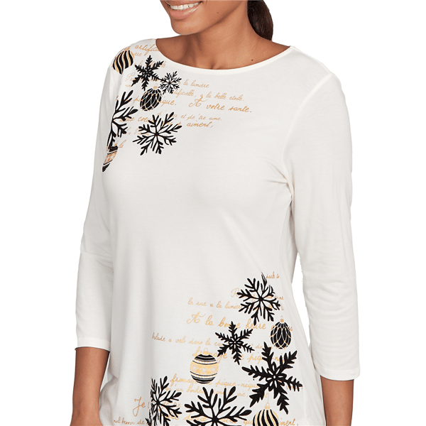 Petite Ruby Rd. Must Haves II Snowflake Script Tee