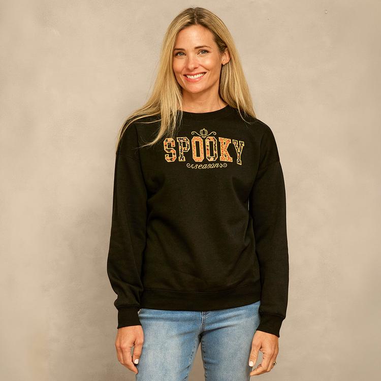 Womens Tru Self Long Sleeve Spooky Graphic Sweatshirt