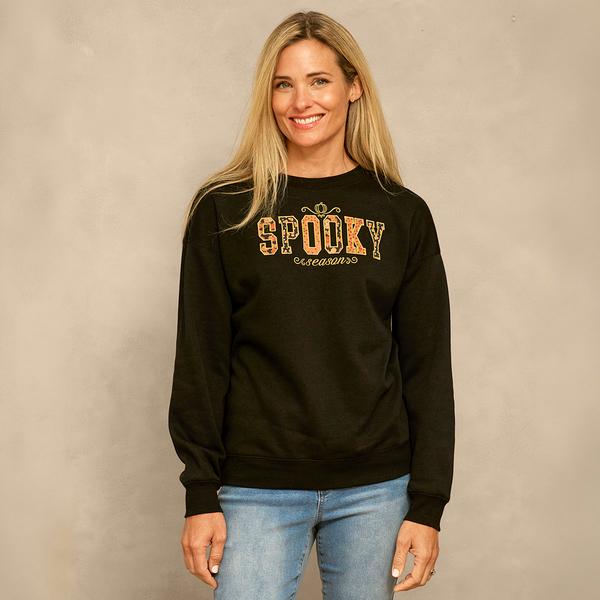 Womens Tru Self Long Sleeve Spooky Graphic Sweatshirt - image 