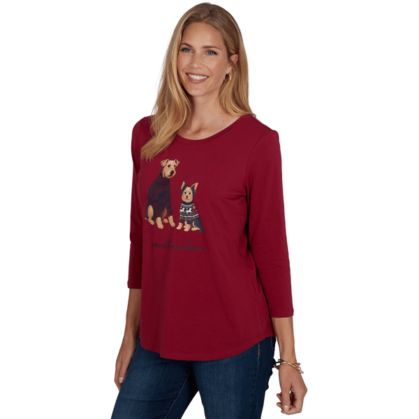 Petite Ruby Rd. Must Haves II 3/4 Sleeve Pawsitive Vibes Tee