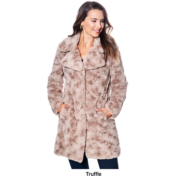 Plus Size Kenneth Cole&#174; Faux Fur Walker Coat with Notch Collar