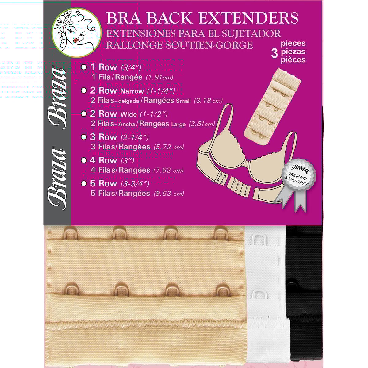 Womens Braza Assorted 4 Hook Extenders