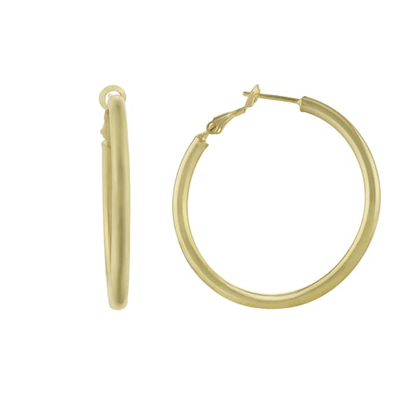 14kt. Gold over Brass 39mm Hi-Polished Tube Hoop Earrings