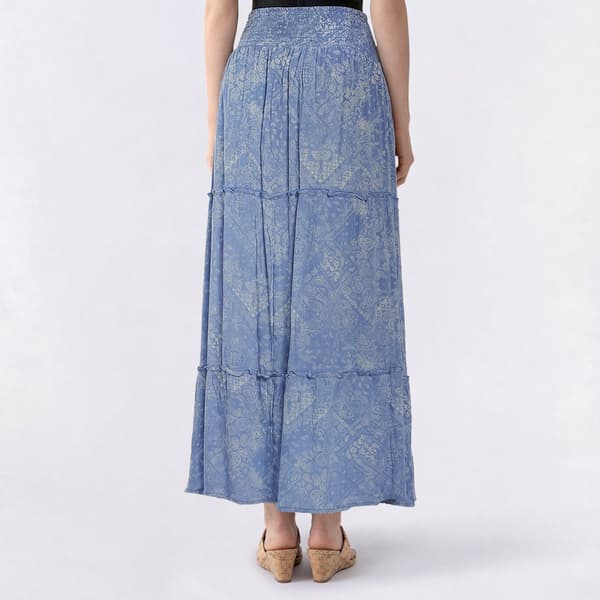 Juniors Pink Rose Gauze Print Tier Wide Smock Waist Skirt