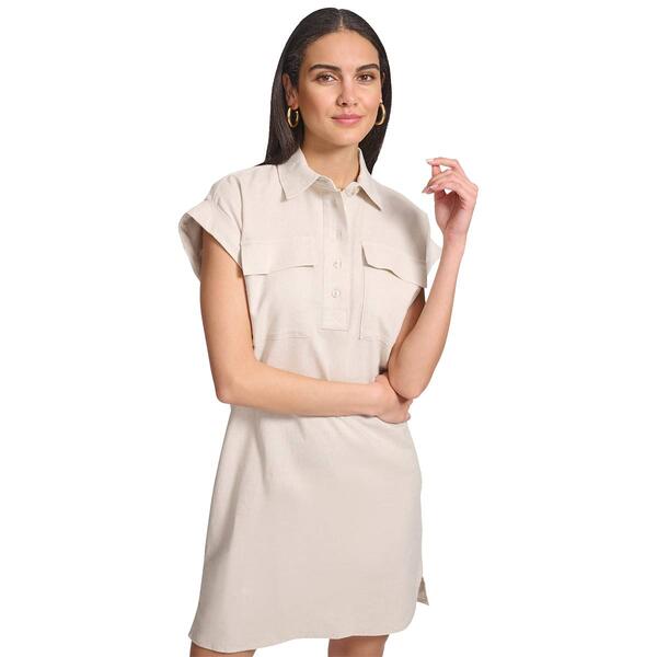 Womens Calvin Klein Sleeveless Linen Shirtdress - image 
