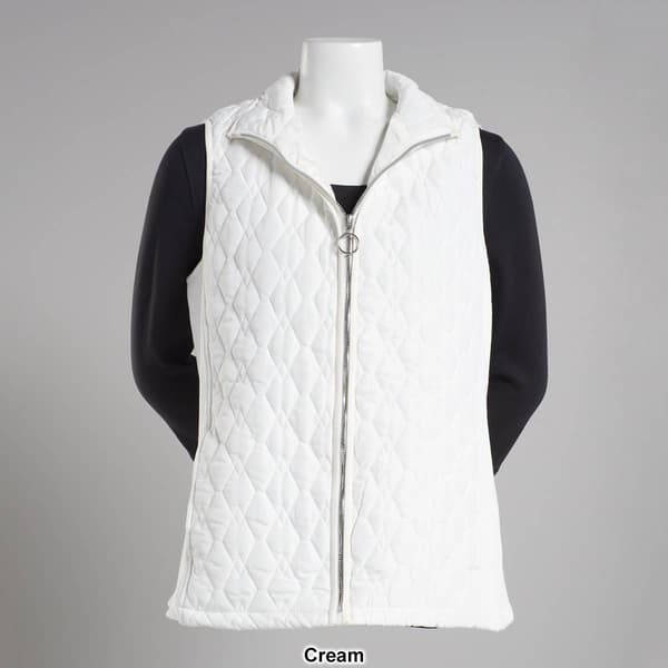 Petite Architect&#174; Full Zip Basic Quilted Vest w/Rib Side Panel