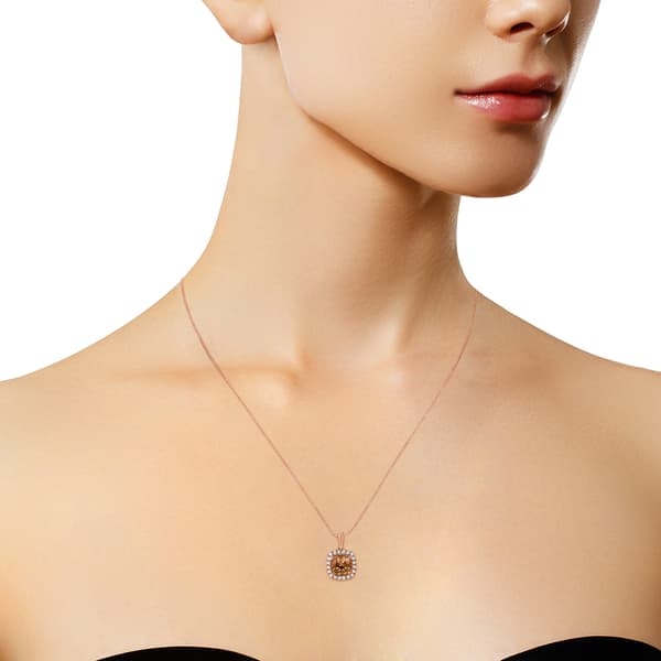 Gemstone Classics&#8482; 1/4ctw. Peach Morganite Square Pendant