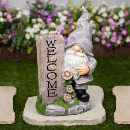 Northlight Seasonal LED Solar Gnome Welcome Garden Statue