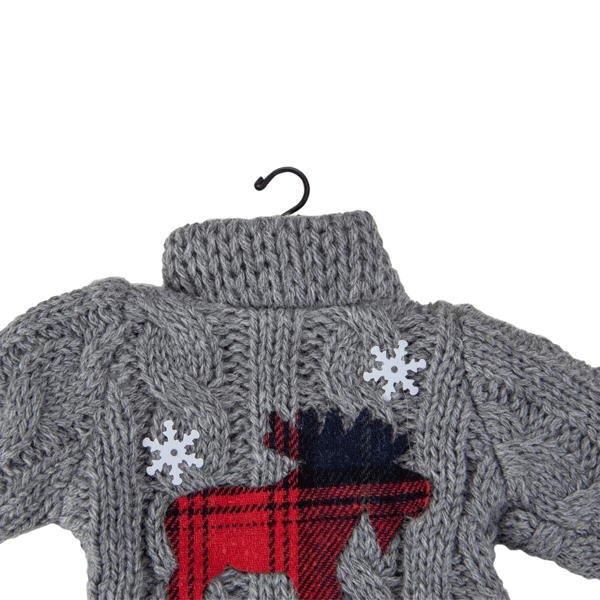 Northlight Ugly Sweater with Plaid Moose Christmas Ornament