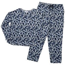 Womens Jones New York Long Sleeve Animal Leopard Pants Pajama Set