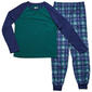 Boys (6-14) Sleep On It(R) Tee w/ Plaid Pajama Pants - Green/Blue - image 1