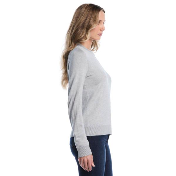 Petite Rafaella® Long Sleeve Solid Studded Crew Neck Sweater
