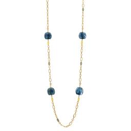 Ashley Cooper(tm) Gold-Tone Long Linked Chain Blue Bead Necklace