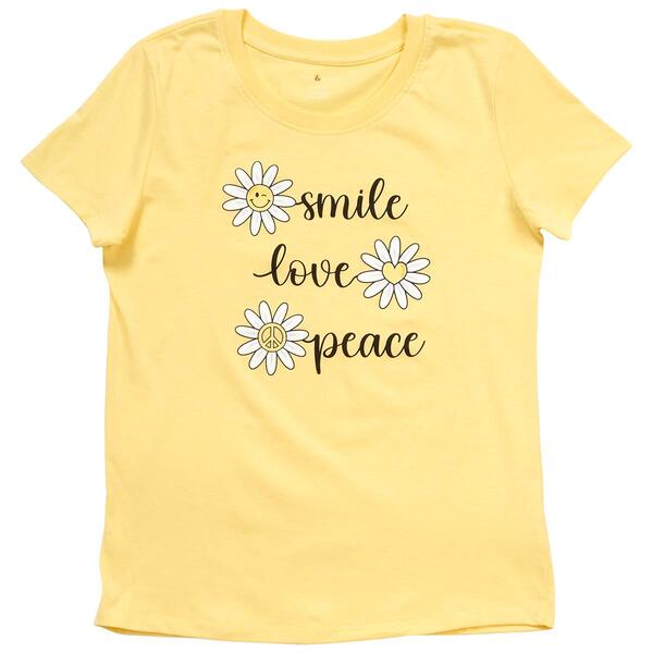 Toddler Girl Tales & Stories Smile Love Peace Daisy Tee - image 