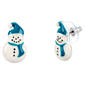 Blue Scarf & Hat Snowman Stud Earrings - image 1