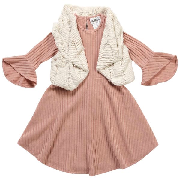 Girls &#40;7-16&#41; Rare Editions Brushed Knit Bell Sleeve Dress - image 