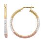 Forever New Tri-Color Diamond Cut Satin 35x3mm Hoop Earrings - image 1