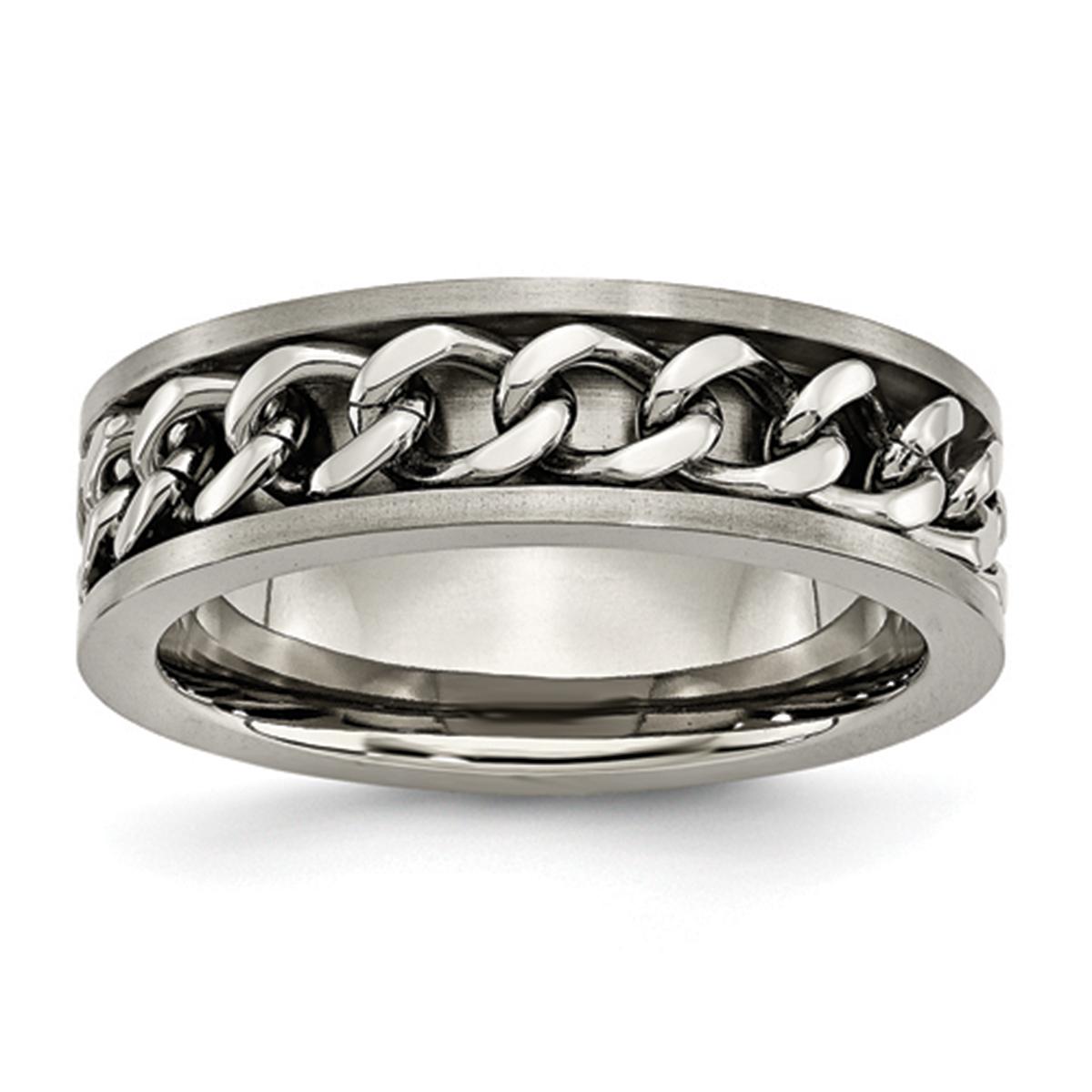 Mens Endless Affection™ Titanium 7mm Chain Inlay Wedding...