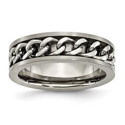 Mens Endless Affection(tm) Titanium 7mm Chain Inlay Wedding Band