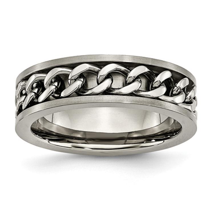 Mens Endless Affection(tm) Titanium 7mm Chain Inlay Wedding Band