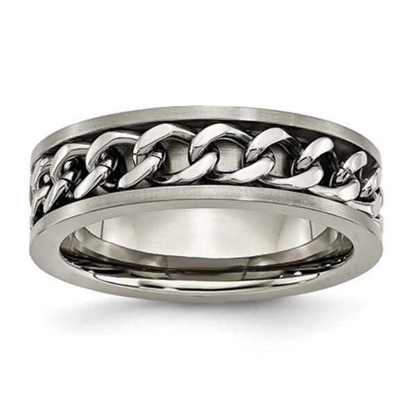 Mens Endless Affection&#40;tm&#41; Titanium 7mm Chain Inlay Wedding Band - image 