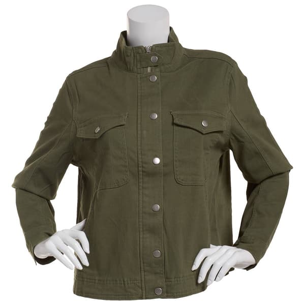 Womens Baccini High Collar Twill Boxy Utility Jacket