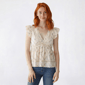 Juniors Self Esteem Flutter Sleeve Ditsy Jersey V-Neck Peplum Top - image 1