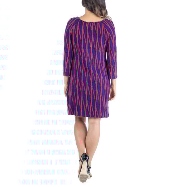 Womens 24/7 Comfort Apparel Geo 3/4 Sleeve Keyhole Shift Dress