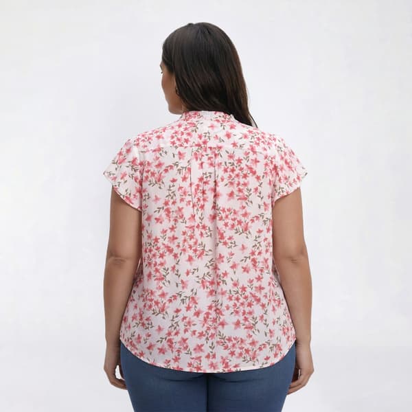 Plus Size Preswick & Moore® Flutter Sleeve Floral Blouse