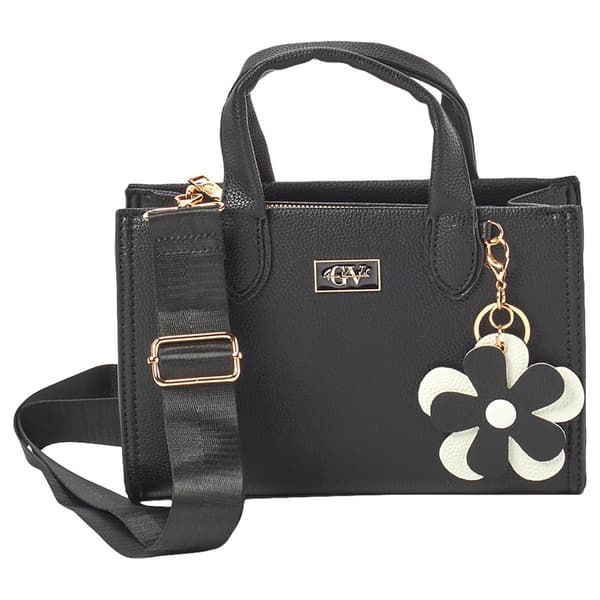 Gloria Vanderbilt Small Carryall Satchel w/ Flower Keychain - image 