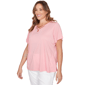Plus Size Hearts of Palm Bloom Service Keyhole Neck Solid Blouse - image 3