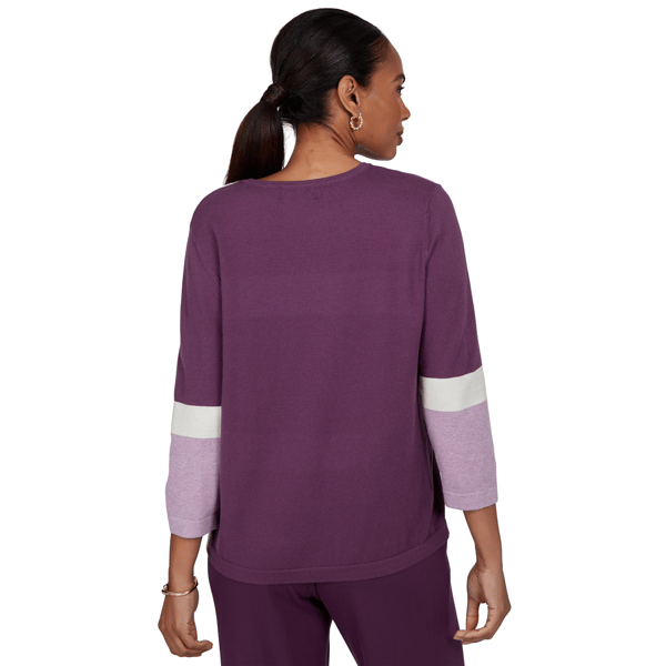 Petite Alfred Dunner Good To Go Color Block Crew Neck Sweater