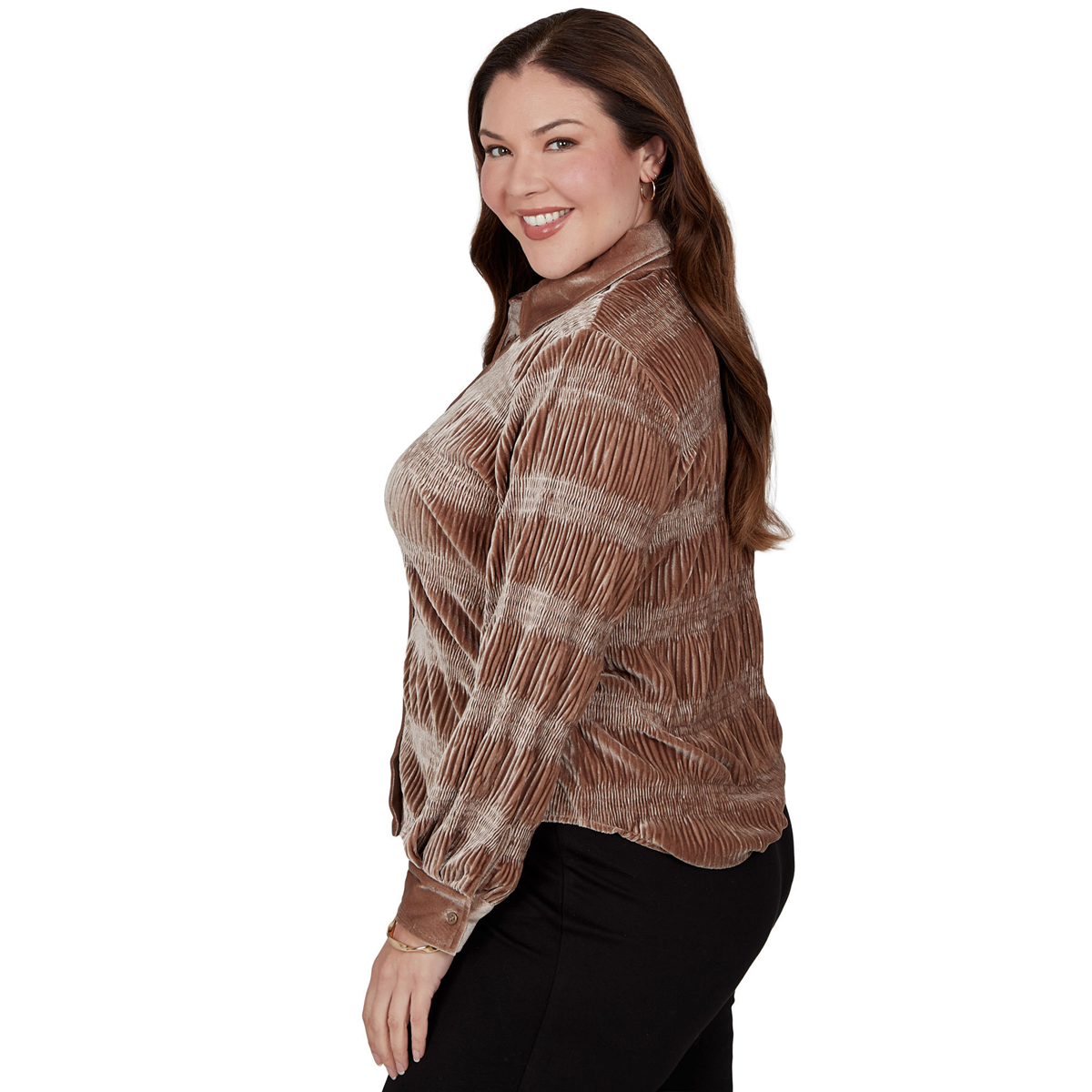 Plus Size Skye’s the Limit Champagne Holiday Velvet Blouse