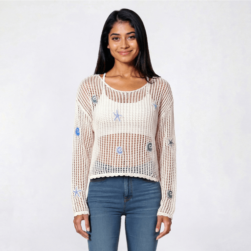 Juniors No Comment Long Sleeve Stitched Pull Over - Gardenia - image 