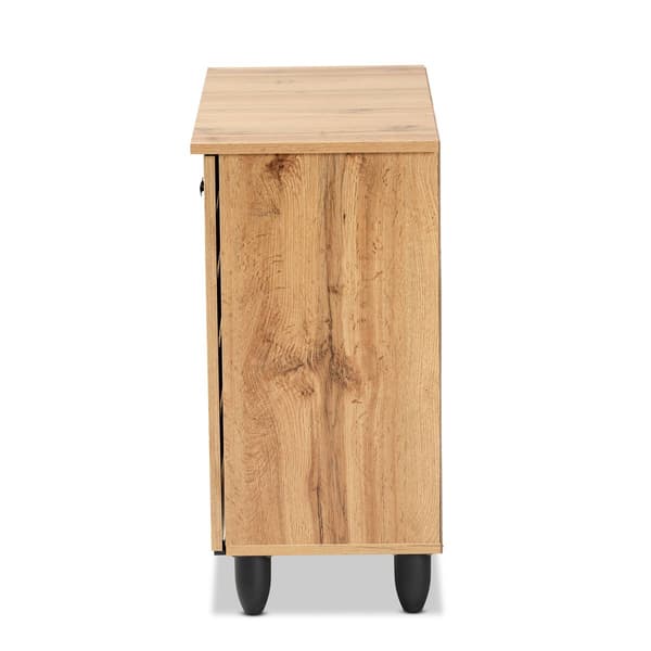 Baxton Studio Gisela Oak Brown Wood 2-Door Shoe Storage Cabinet