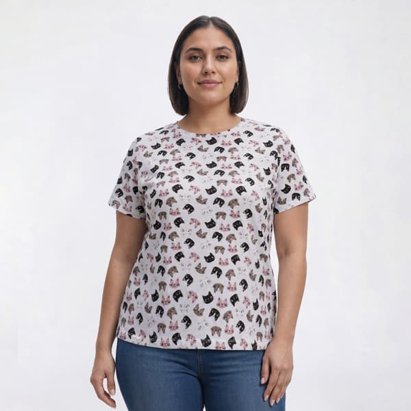 Plus Size Hasting & Smith Short Sleeve Cat Crew Neck Tee - image 