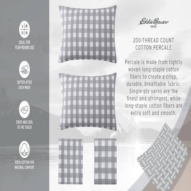 Eddie Bauer Methow Plaid Cotton Percale Sheet Set