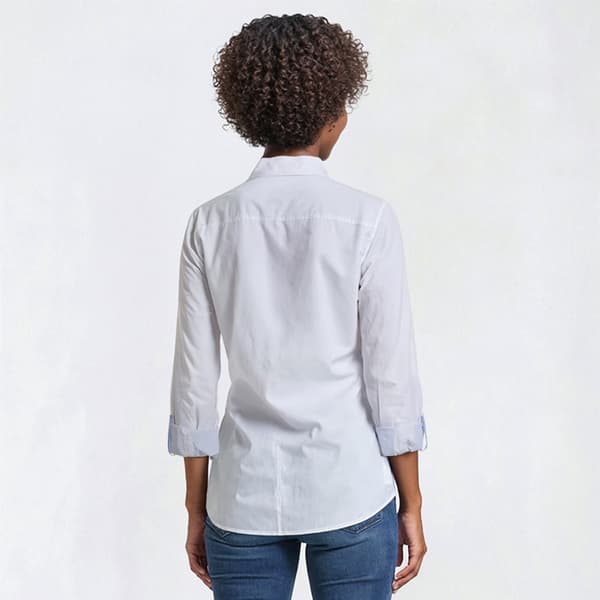 Womens Nautica Jeans Solid Roll Tab Sleeve Casual Button Down