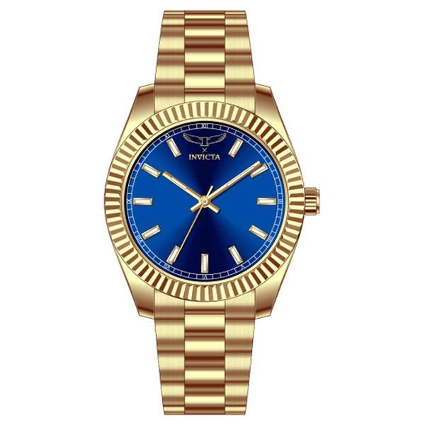 Mens Invicta Specialty Blue Dial PC21S Quartz Gold Watch - 69007 - image 