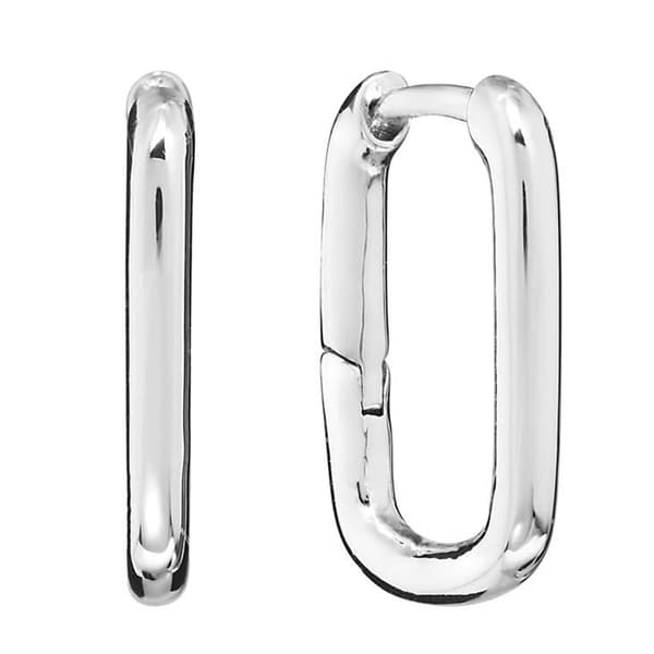 Silver Plated Rectangle Huggie Hoop Earrings