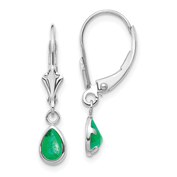 Gemstone Classics&#40;tm&#41; 14kt. Pear Emerald Dangle Earrings - image 