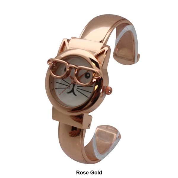 Womens Olivia Pratt&#8482; Cat w/ Glasses Face Bangle Watch - H10065