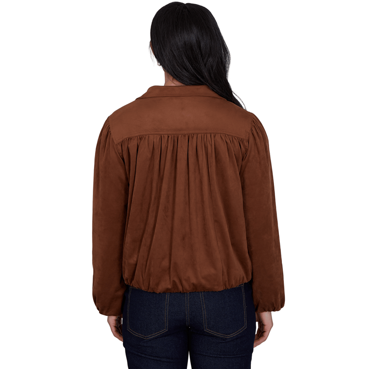 Womens Ruby Rd. English Countryside Faux Suede Bomber Jacket