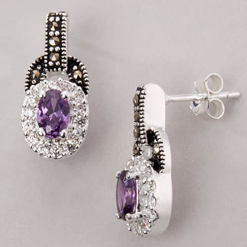 Marsala Fine Silver Plated Amethyst Earrings - image 