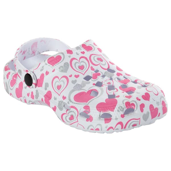 Big Girls Foam Walk&#40;R&#41; Silver & Pink Heart Clogs