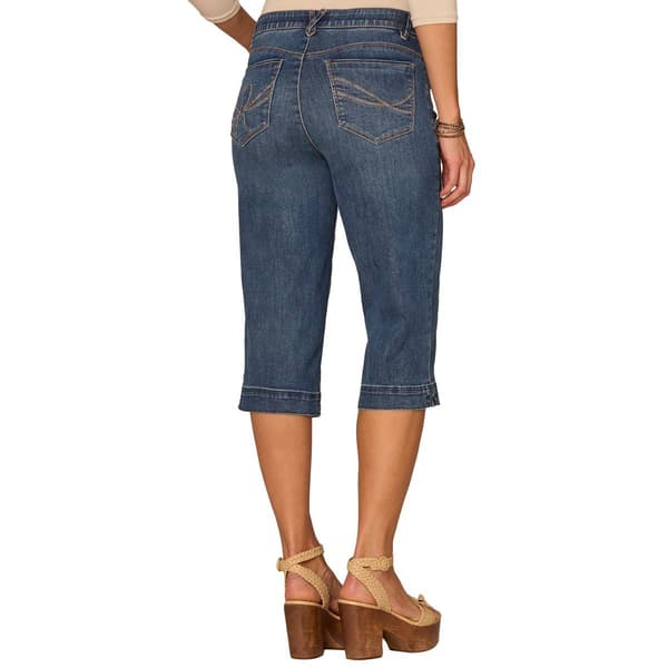 Womens Democracy “Ab”solution® Embroidered Bow Pocket Capri Jeans