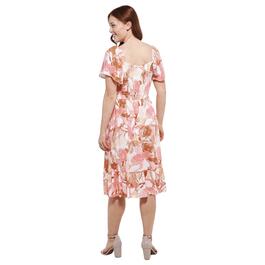 Womens Luxology Short Sleeve Floral Dress - Taupe