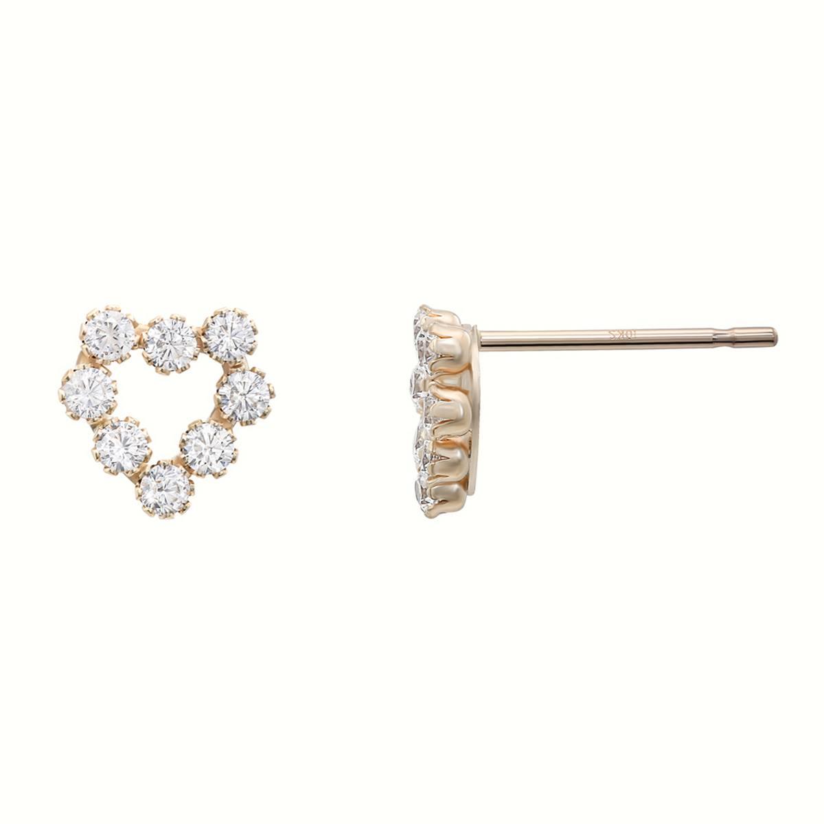 10kt. Gold CZ Heart Stud Earrings