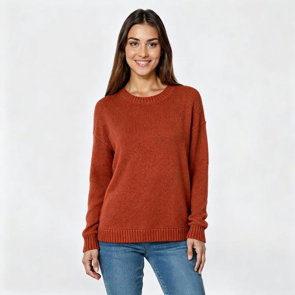 Womens Emily Daniels Long Sleeve Solid Crew Neck Sweater